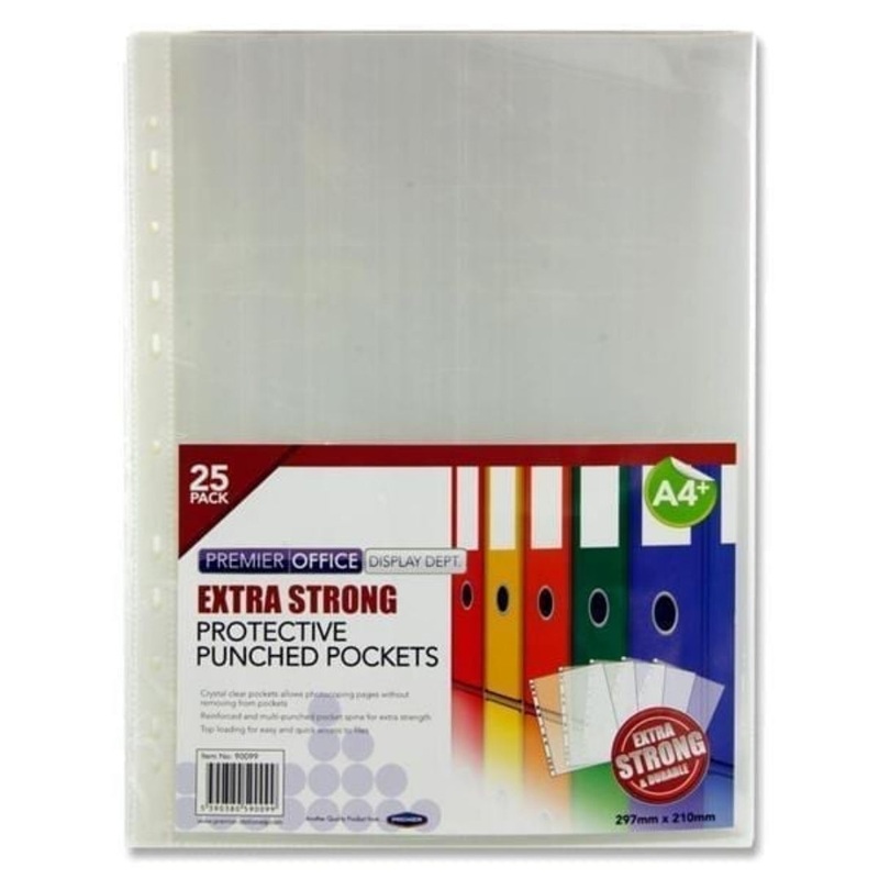 Premier Office A4+ Extra Strong Punched Pockets  25 Pack