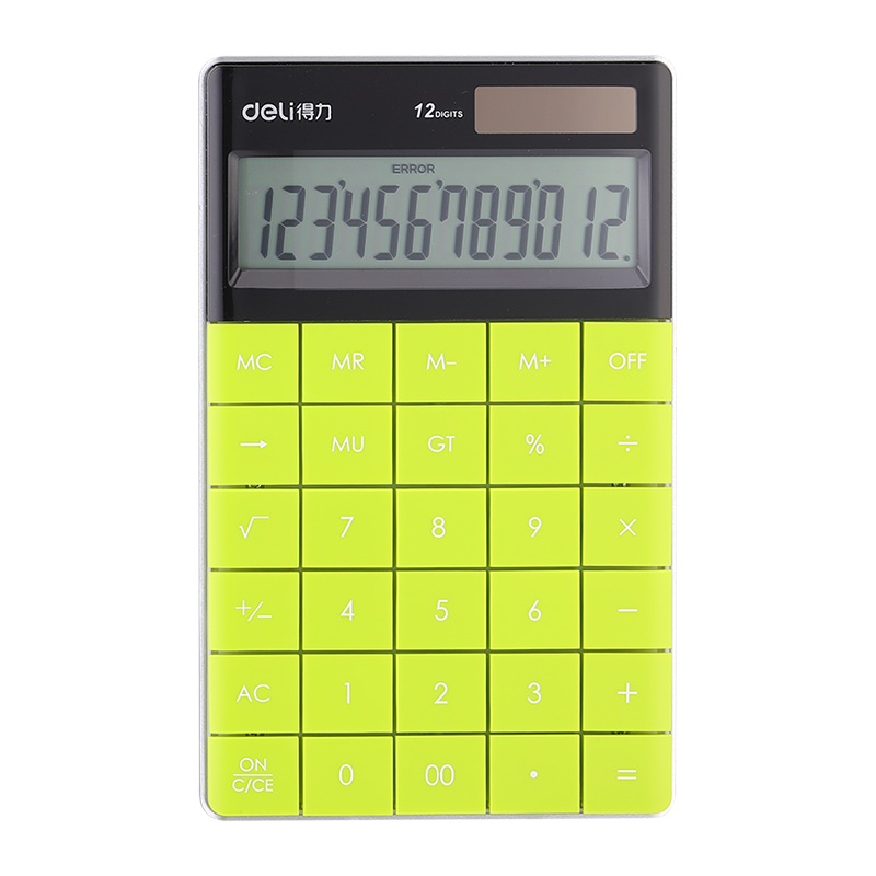 12 Digit Green Dual Power Calculator by Deli