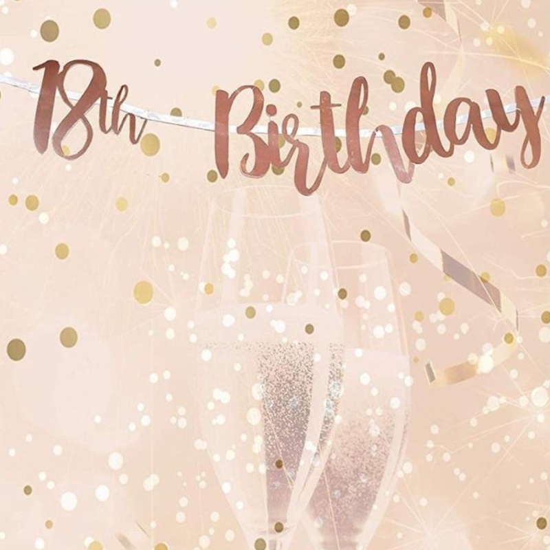 18th Birthday Rose Gold Letter Script