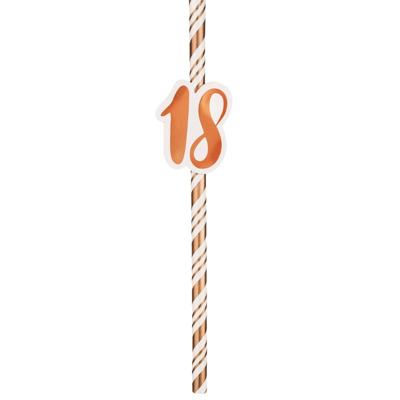 18th Birthday Rose Gold Straws Pack