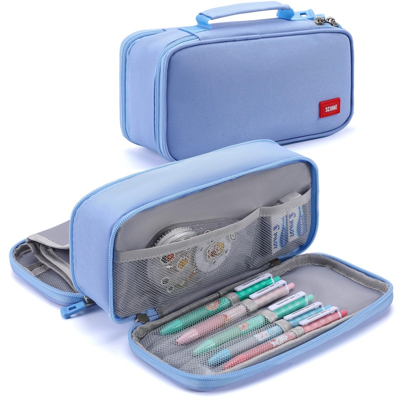 2 Zips Blue Pencil Case