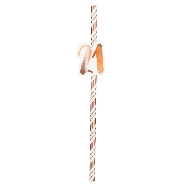 21st Birthday Rose Gold Straws Pack