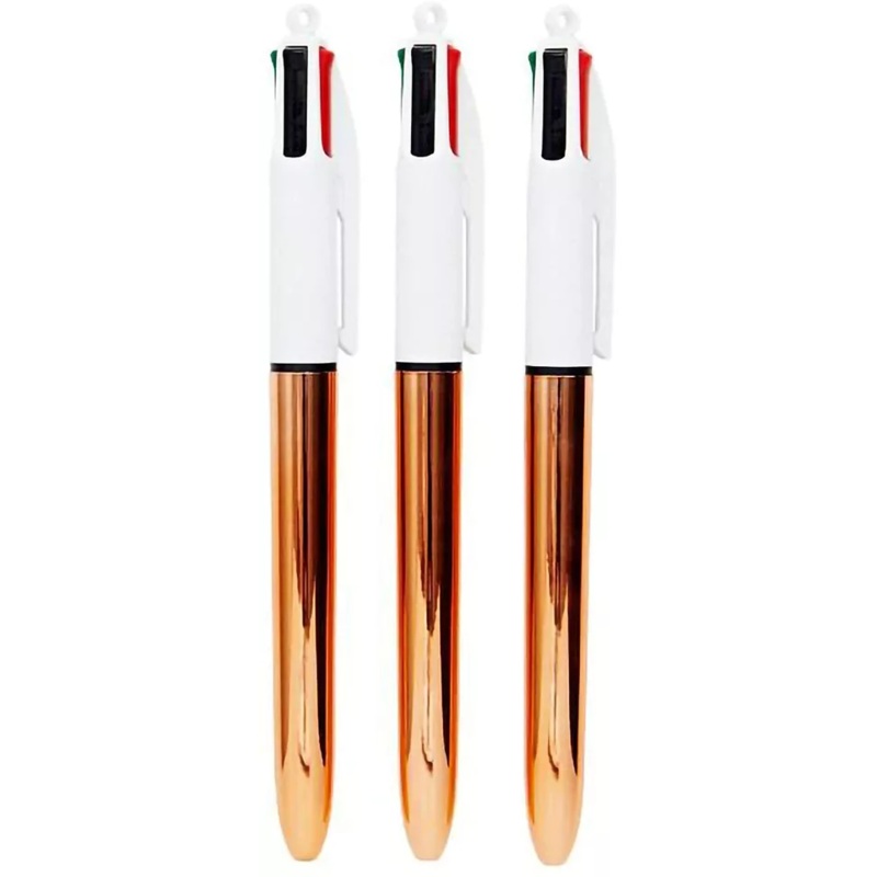 3-Pack BIC 4-Colour Rose Gold Ballpoint Pens
