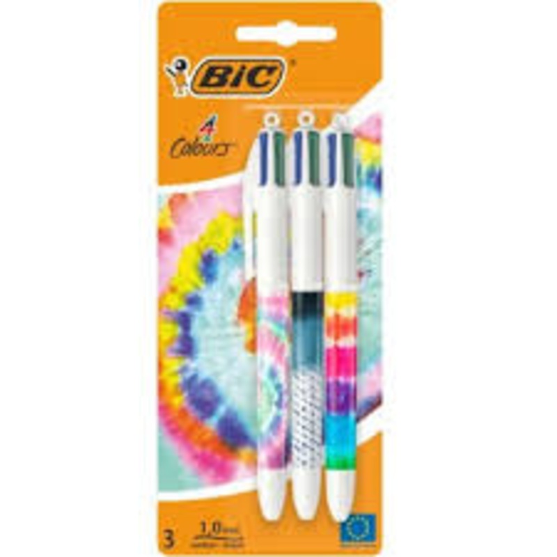 3-Pack BIC 4-Colour Tie Dye Ballpoint Pens