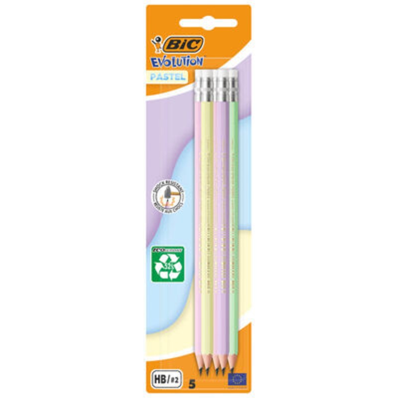 5-Pack BIC Evolution Pastel Pencils with Eraser