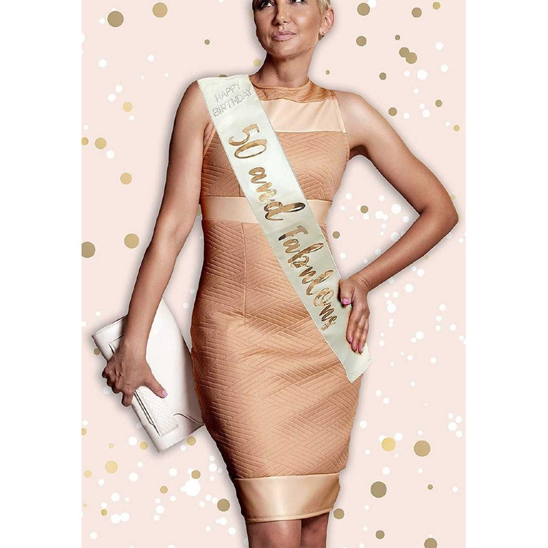 Cream & Gold 50th Birthday Sash