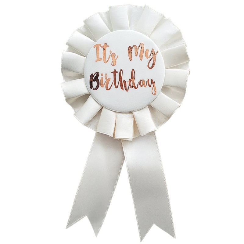 Cream & Gold "It's My Birthday" Rosette