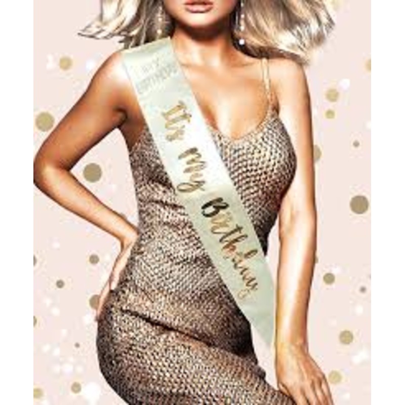 Cream & Gold 'It's My Birthday' Sash