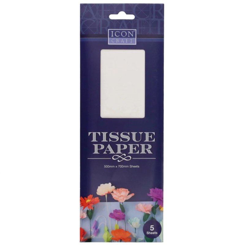 Icon Craft White Tissue Paper 500x700mm (Pack of 5)