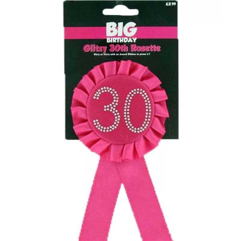 Pink 30th Diamante Rosette