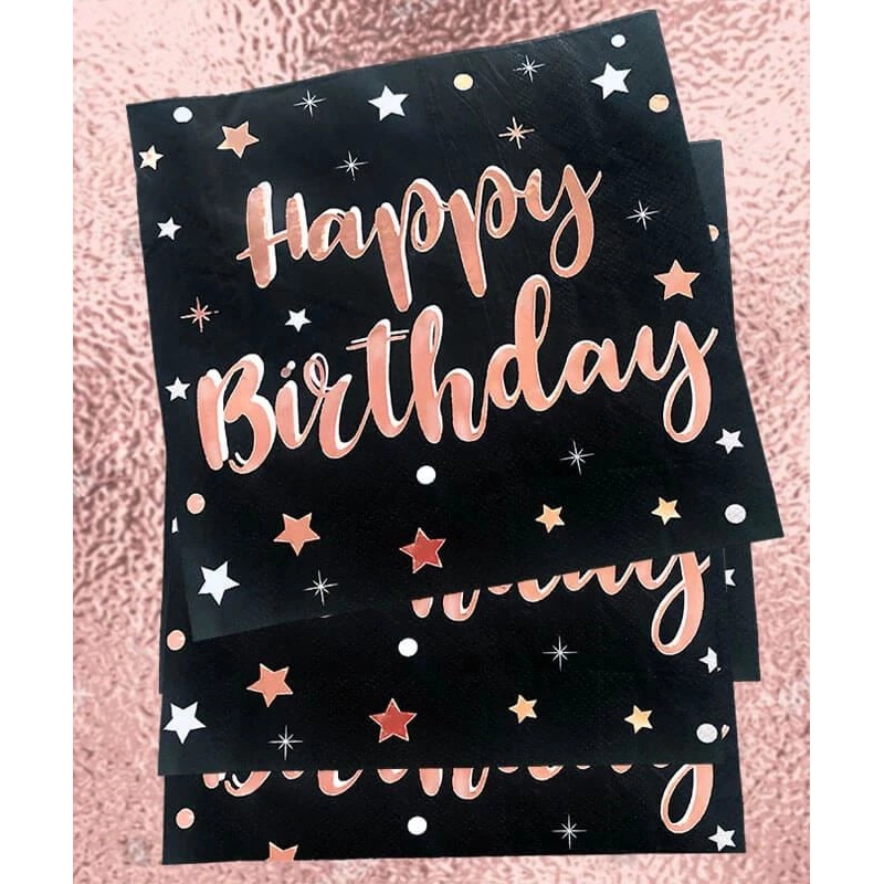 Rose Gold Happy Birthday Napkins