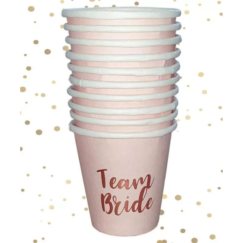 Team Bride Rose Gold Party Cups  10 Pack