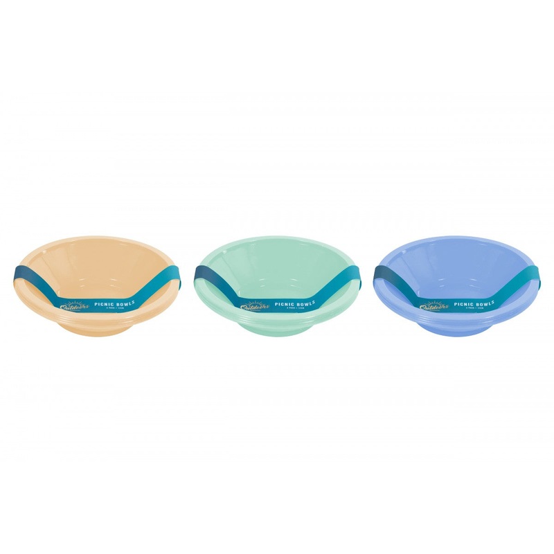 18 cm Picnic Bowls  Set of 4 in 3 Assorted Colors