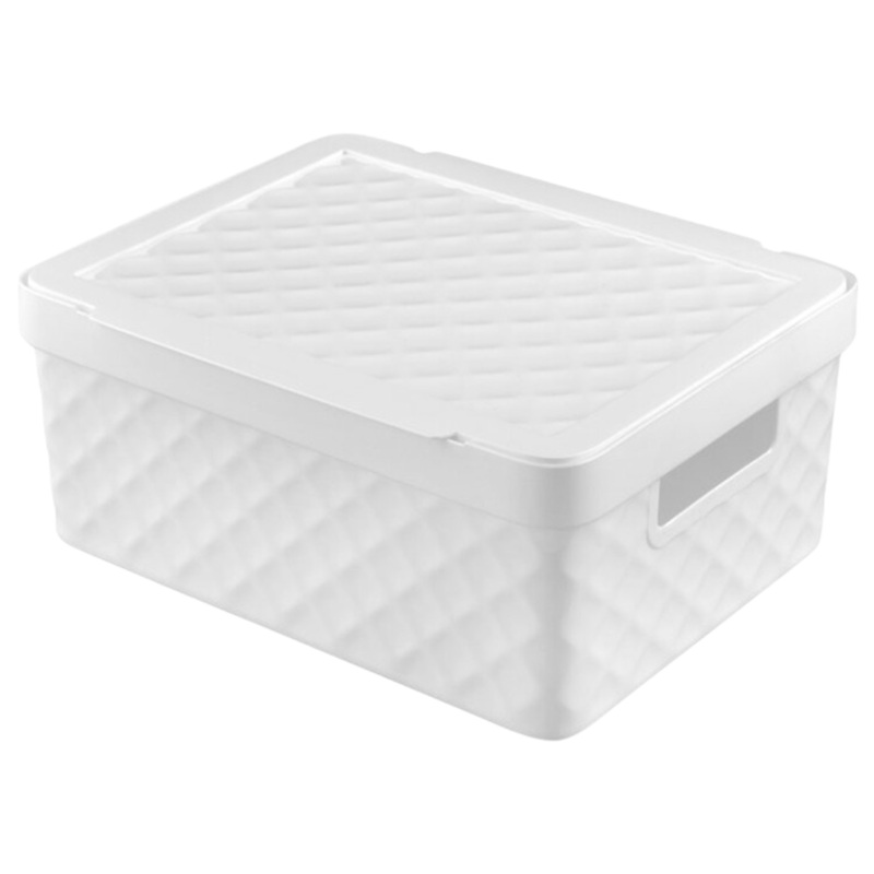 51L Diamond Box with Lid  Assorted White