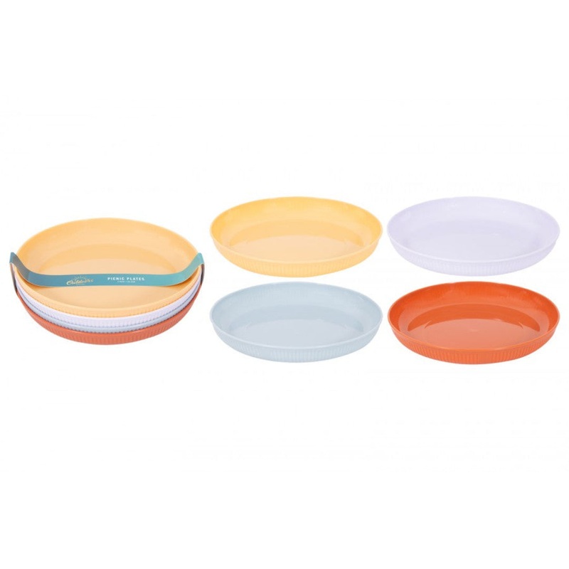 Ribbed Picnic Plates  4-Color Pack of 4