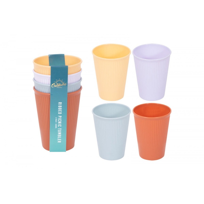 Ribbed Picnic Tumblers  4-Pack Assorted Colors