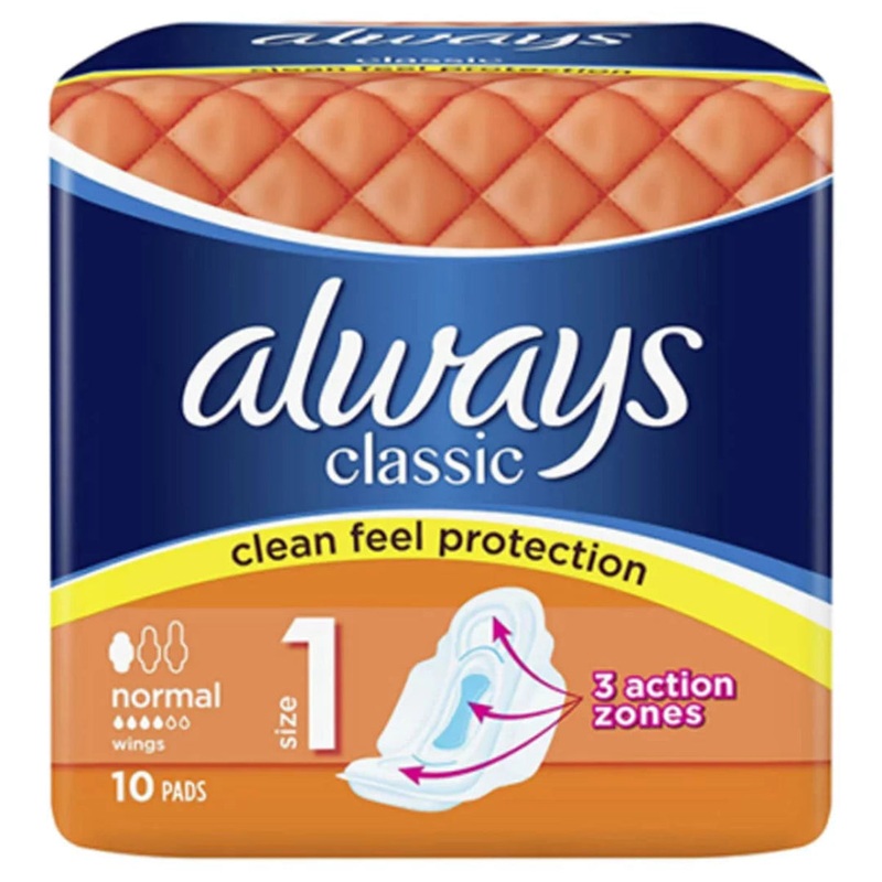 Always Classic Normal Sanitary Pads 10 Pack  Comfortable & Reliable Protection