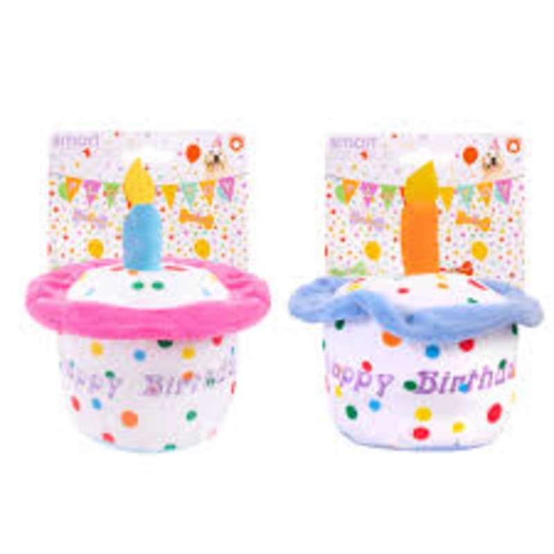 Birthday Cake Plush Dog Toy with Squeaker