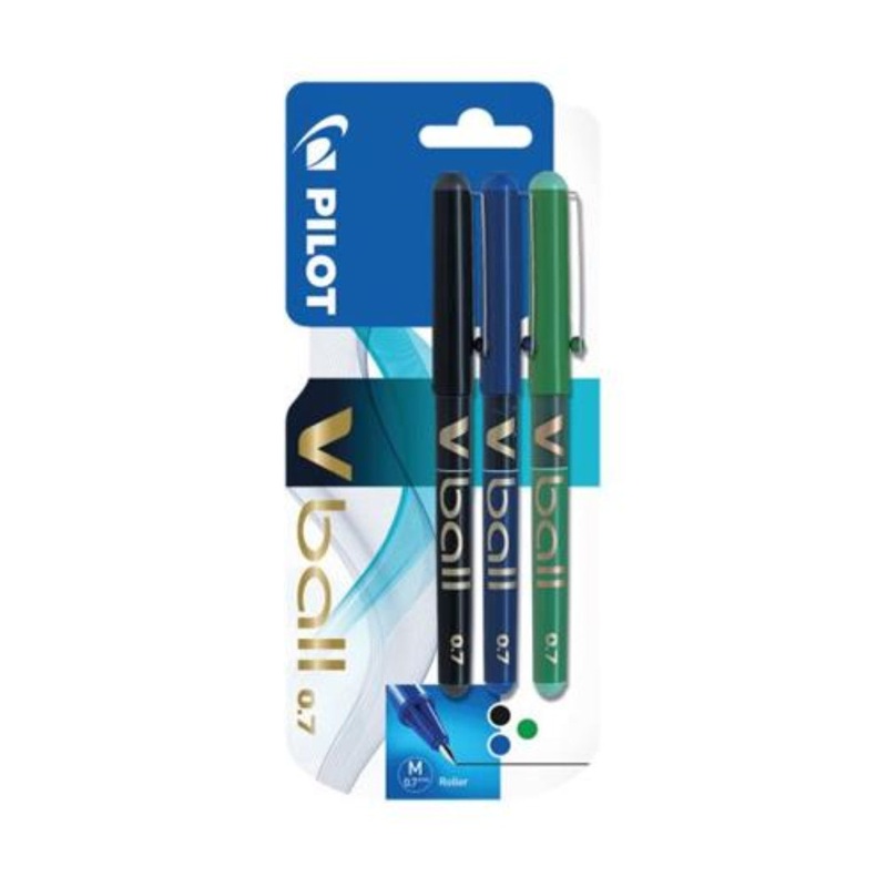 Pilot VBall Liquid Rollerball Assorted Pens  3 Pack