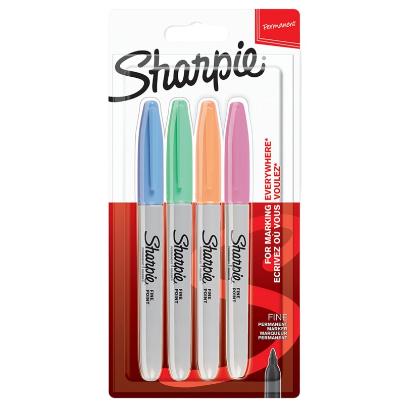 Sharpie Assorted Pastel Permanent Markers  4 Pack