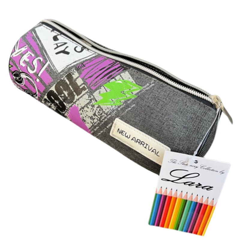 Denim Barrel Grey Colour Pencil Case