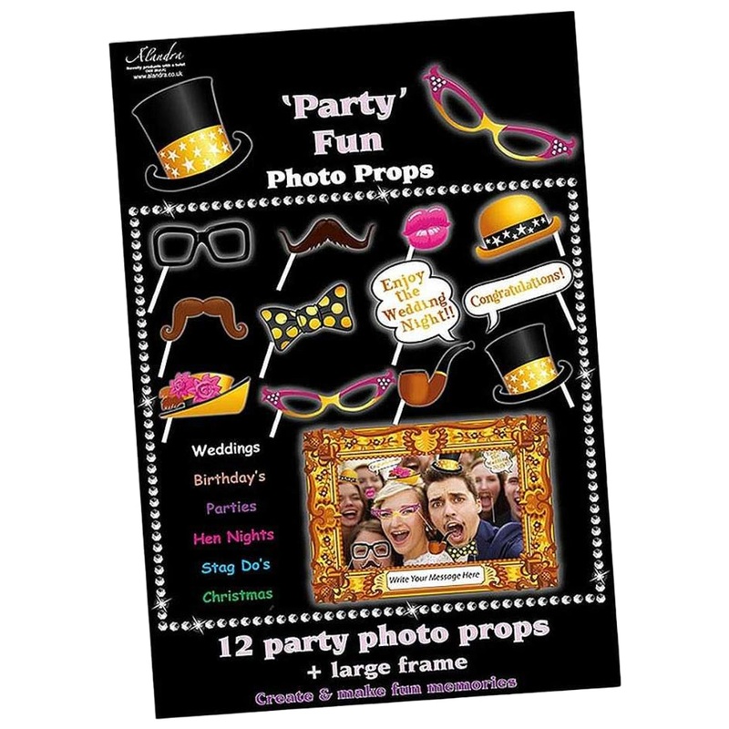 12 Party Photo Props with Selfie Frame