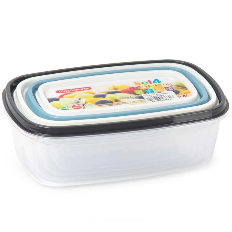 4-Pack Plastic Food Containers Surtido