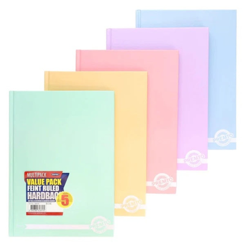 5 Pack of Premto Pastel A4 160-page