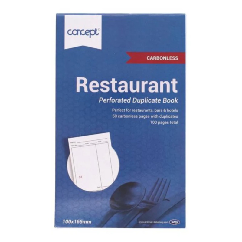 Concept Carbonless Restaurant Pad 10x16.5cm  2-Part NCR Order Pads