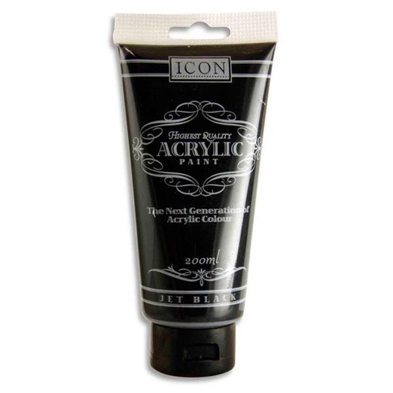 ICON Acrylic Paint Jet Black 200ml