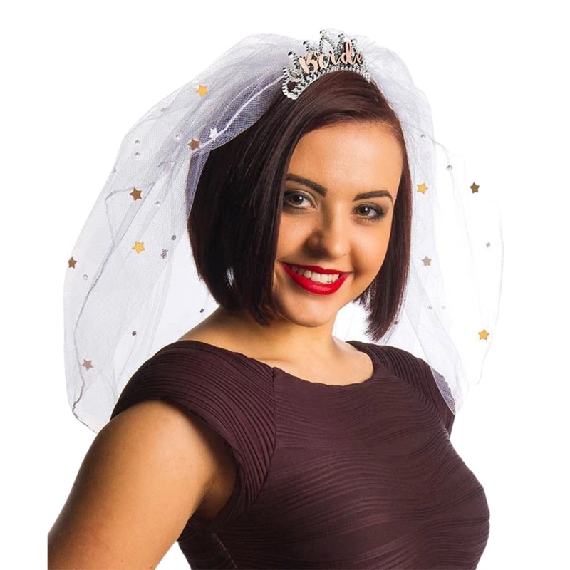 Rose Gold Bride Tiara with Veil