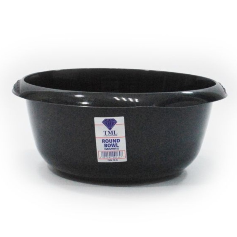 Round Washing Up Bowl Graphite Grey Plastic