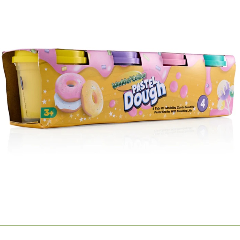World of Colour Play Dough Pots with Mould Lid Pastel Pack of 4