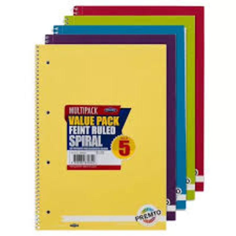 5-Pack Pastel A4 160-Page Spiral Notebooks