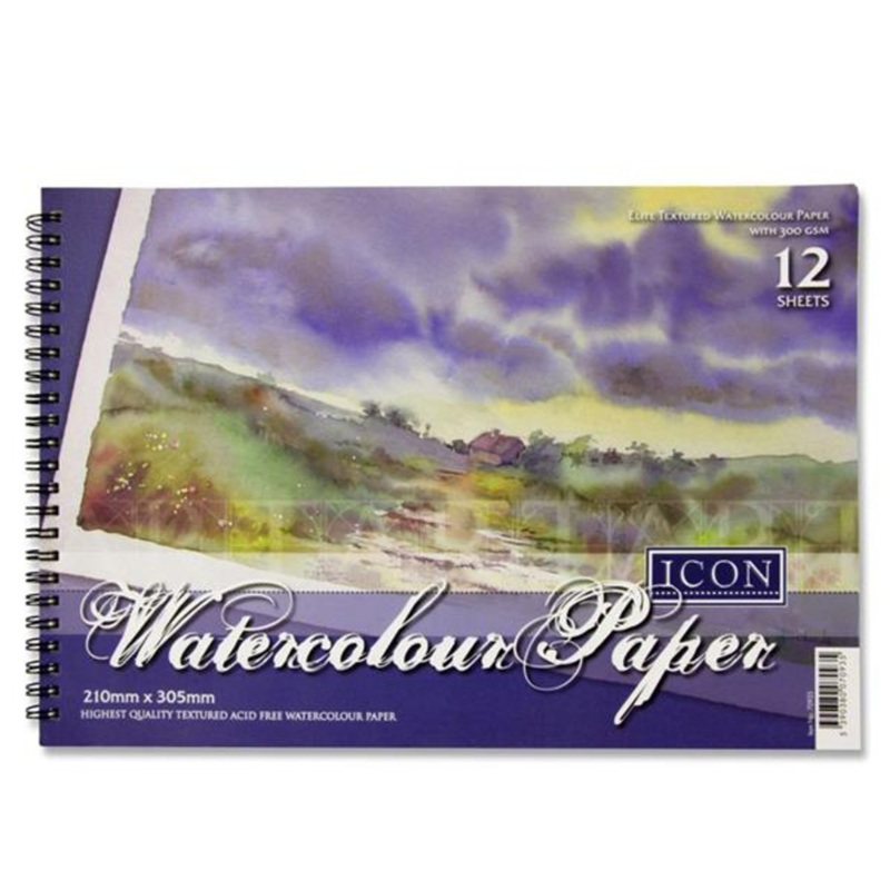 Icon Art Watercolour Paper Pad A4  12 Sheets
