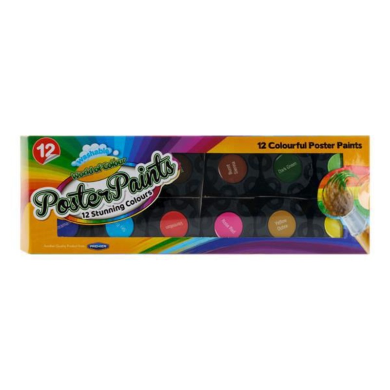 ICON Box 12x15g Poster Paints  Bright & Bold Colours