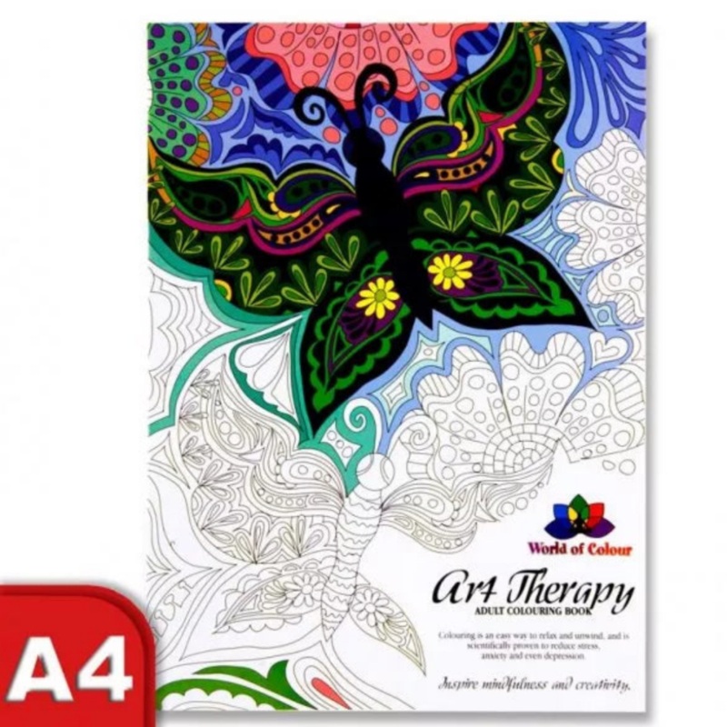World of Colour Therapy Adult Colouring Book A4  48 Pages