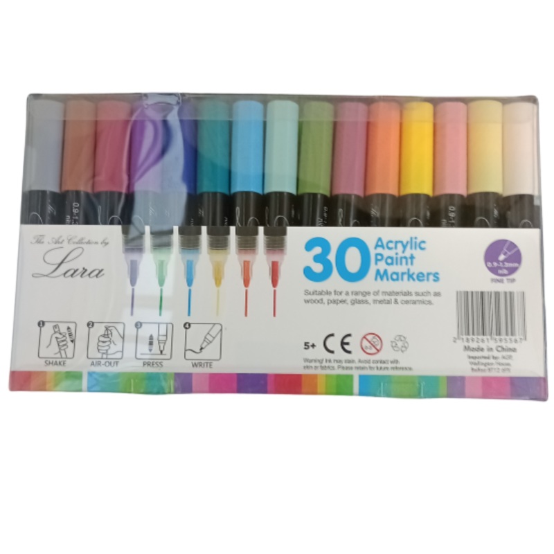 30pcs Acrylic Paint Marker Set  Vibrant Colors for Art