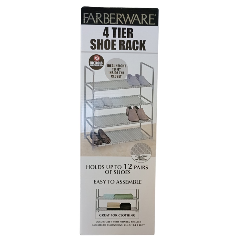 4-Tier Shoe Rack  Holds Up to 12 Pairs