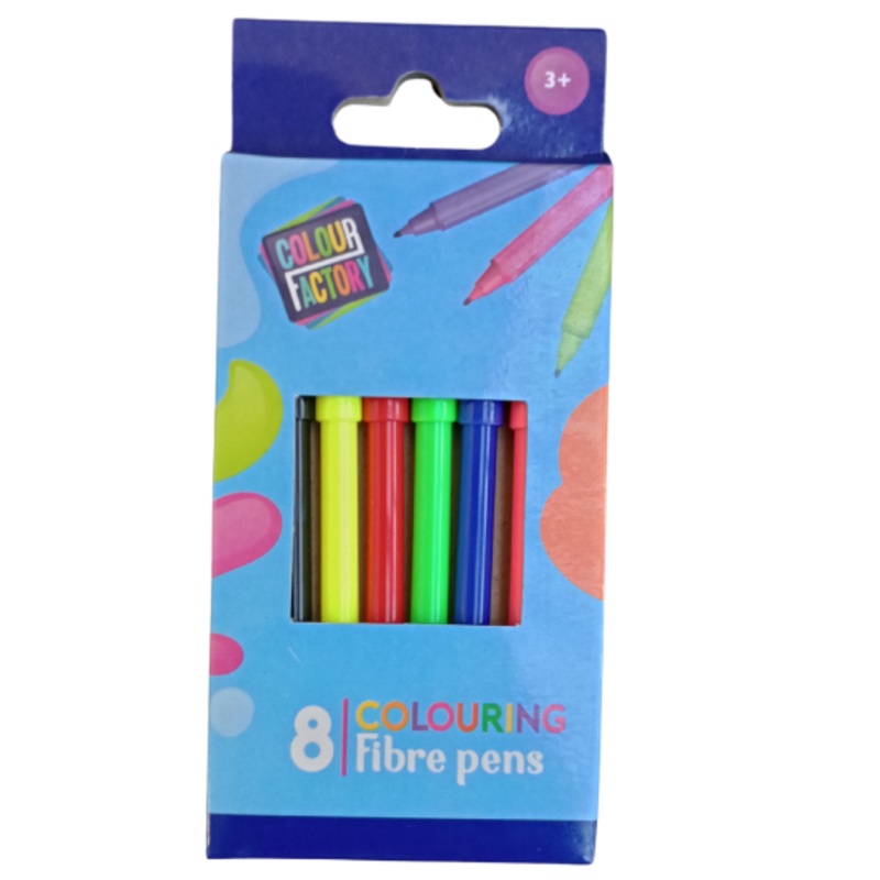 8 Pack Fibre Colouring Pens