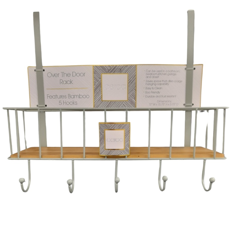 Over the Door Basket/Hook Rack  Green