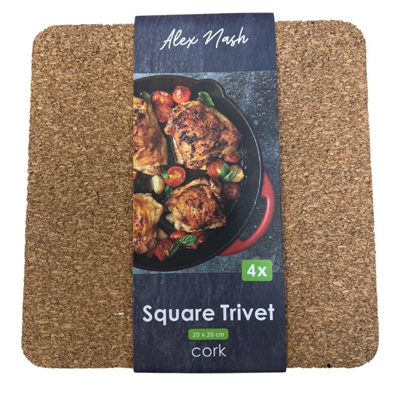 Pack Of 4 Square Cork Trivets