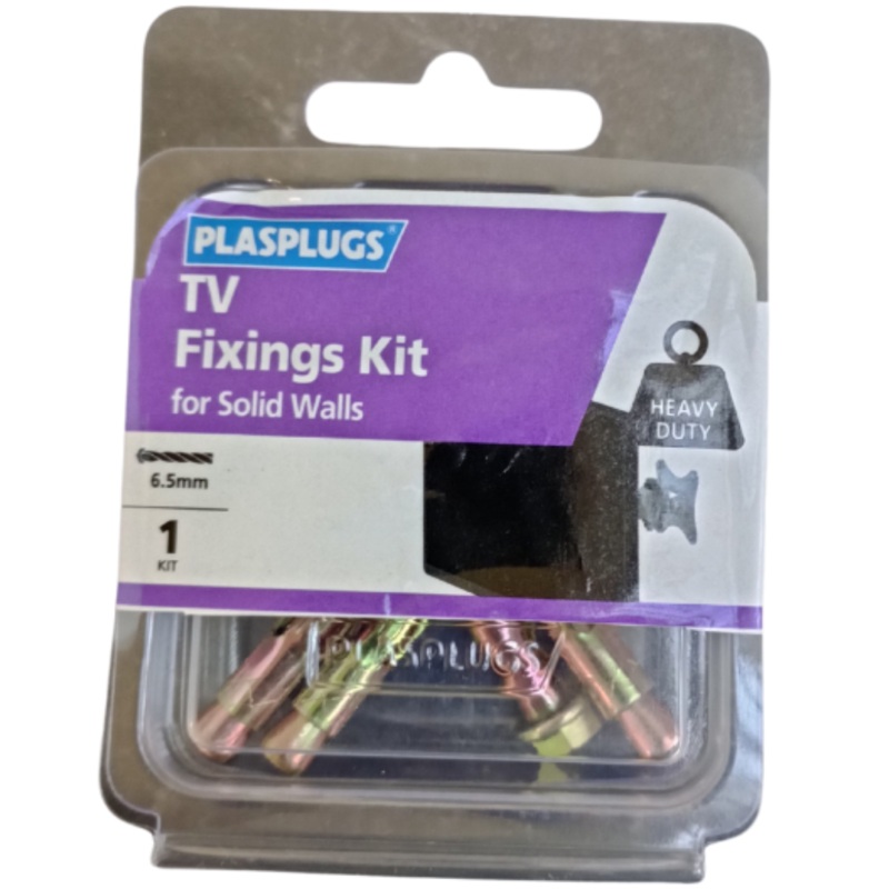 Plasplugs TV Fixing Kit for Solid Walls  Pack of 1