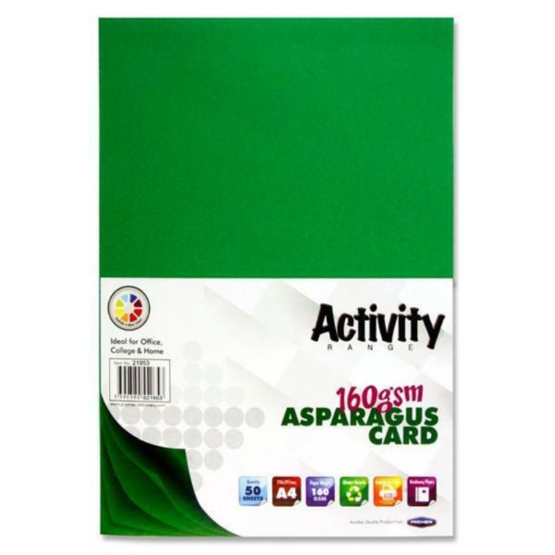 160gsm Card 50 Sheets  Asparagus Green