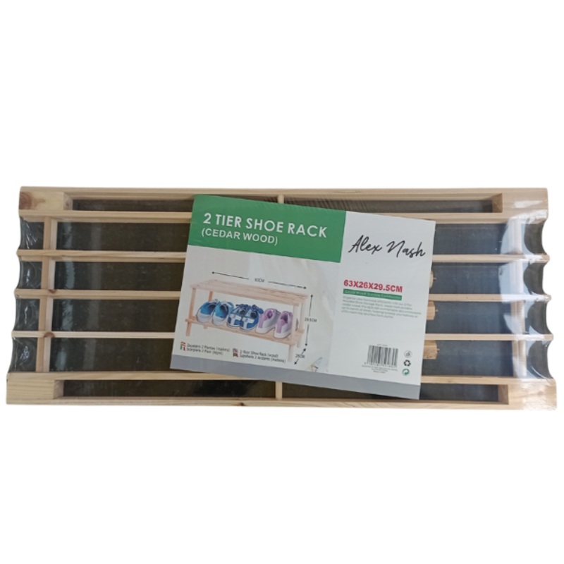 2 Tier Cedar Wooded Shoe Rack