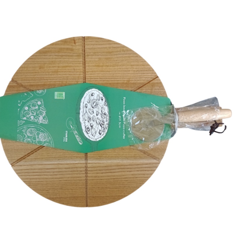 Acacia Wood Pizza Board And Cutter