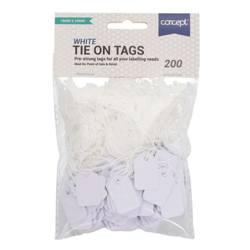Concept Strung Tags 18x29mm  Pack of 200 Durable