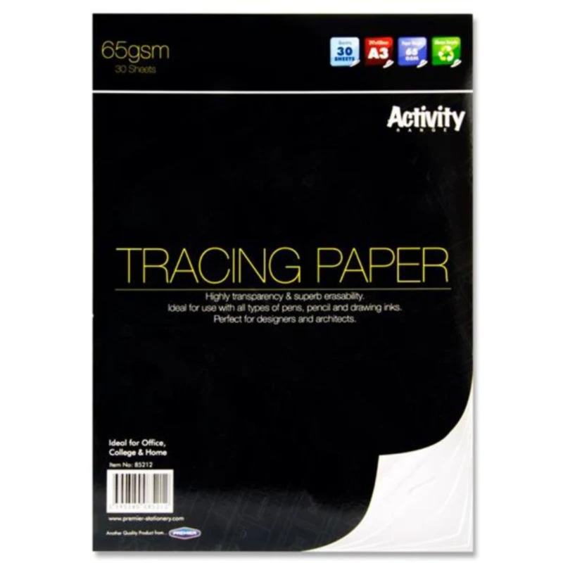 Premier Activity A3 Tracing Paper Pad 65gsm  30 Sheets for Precision Work