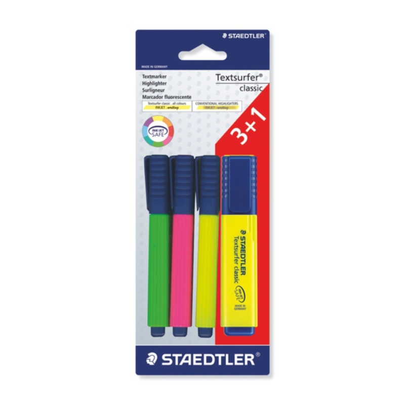 Staedtler Textsurfer Classic Highlighters  Pack of 3 + 1 Free