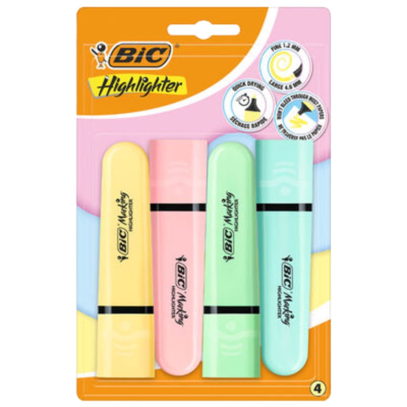 4-Pack BIC Pastel Highlighters